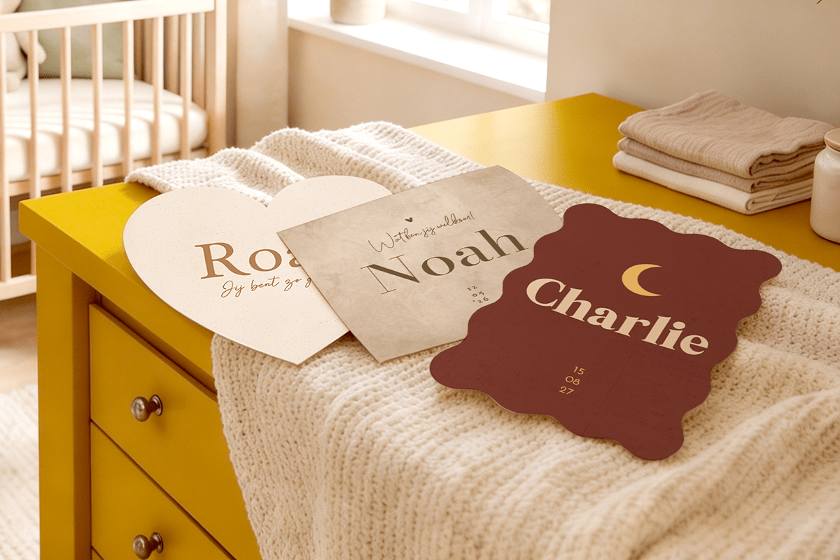 geboortekaartjes jongen op commode